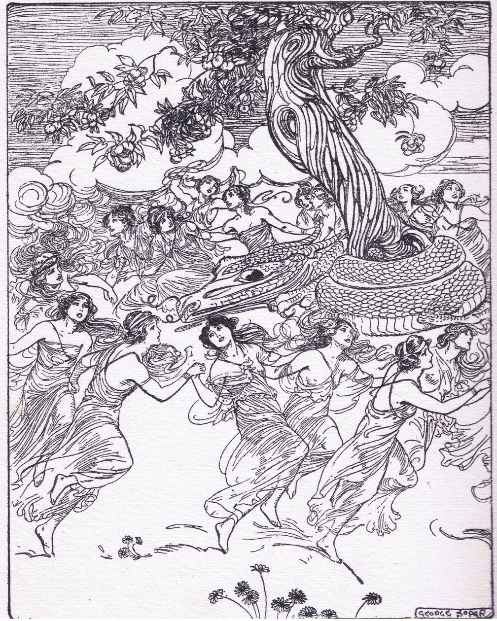 Dancing hand in hand around the charmed tree, from The Heroes published by George Allen and Unwin 1929 by George Soper