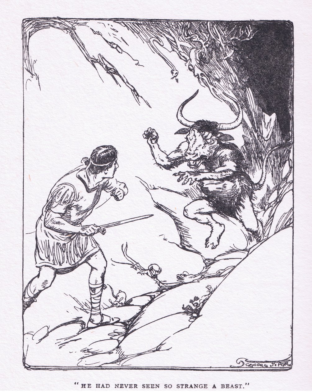 He had never seen so strange a beast, from The Heroes published by George Allen and Unwin 1929 by George Soper