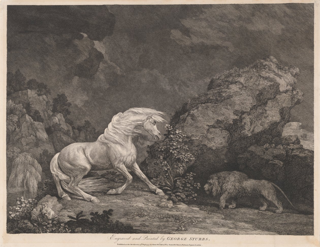 A Horse Affrighted by a Lion by George Stubbs
