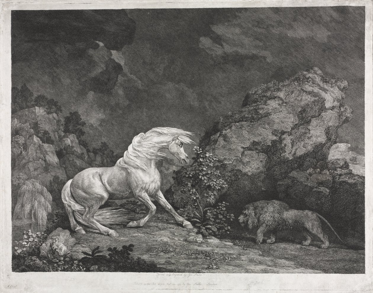 A Horse Frightened by a Lion by George Stubbs