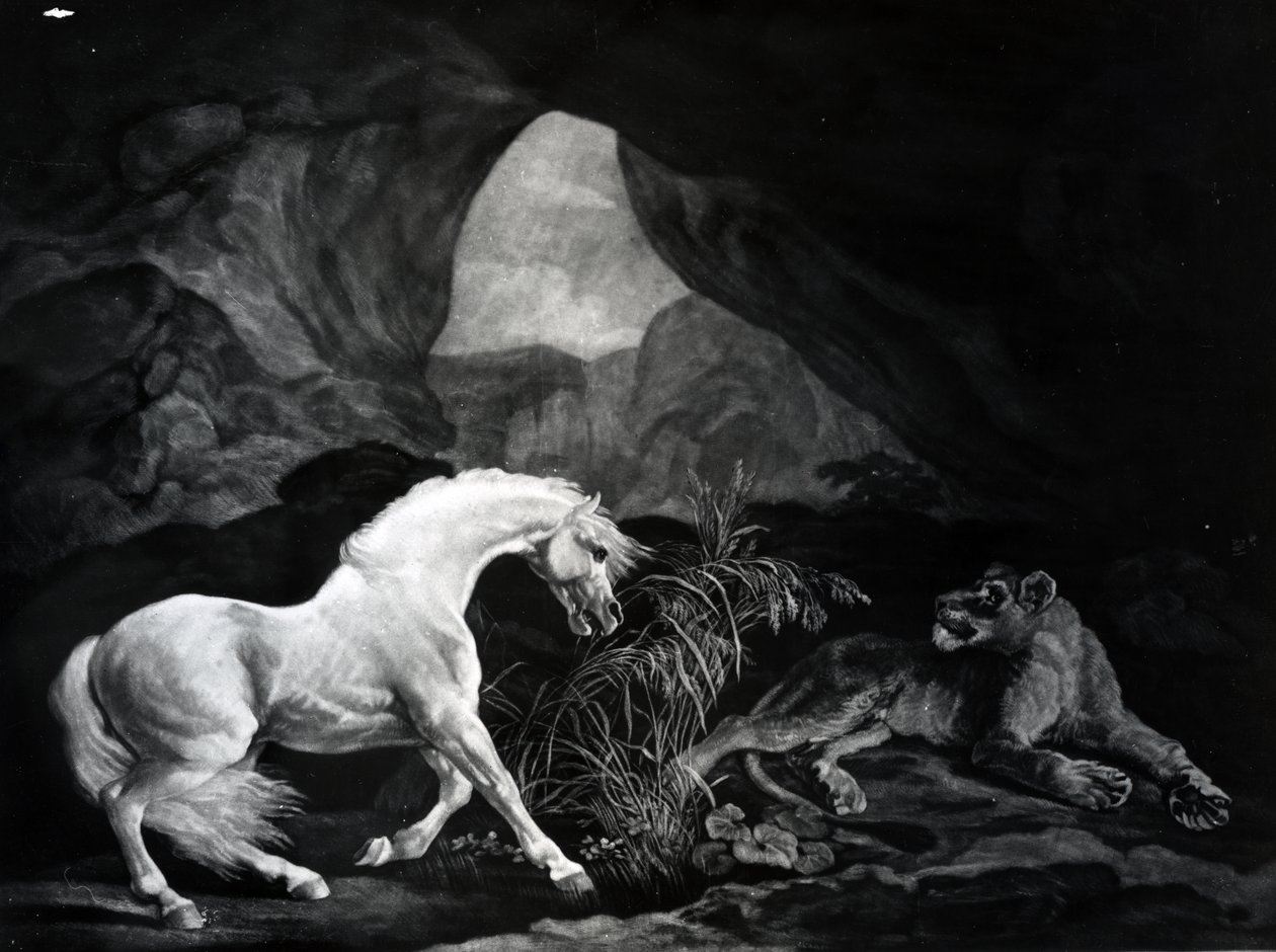 A Horse startled by a Lioness, engraved by Benjamin Green, 1774 by George Stubbs