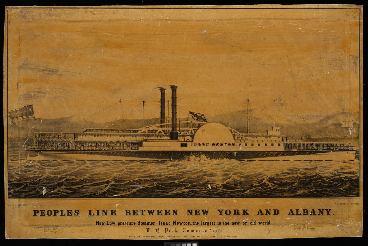 Peoples Line Between New York And Albany. New Low pressure Steamer Isaac Newton, the largest in the new or old world by George T. (after) Sanford