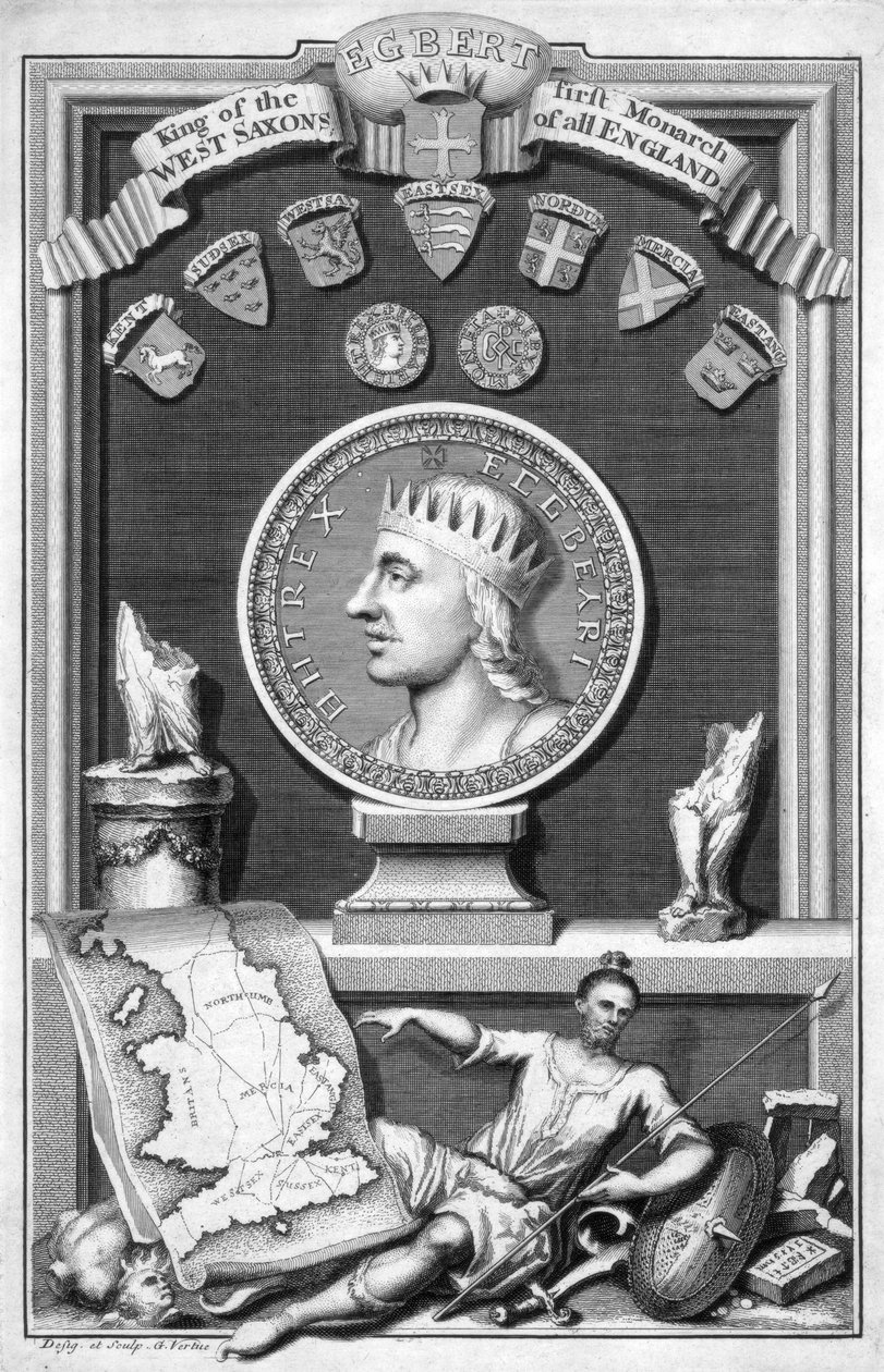Egbert the Saxon, first king of all England by George Vertue
