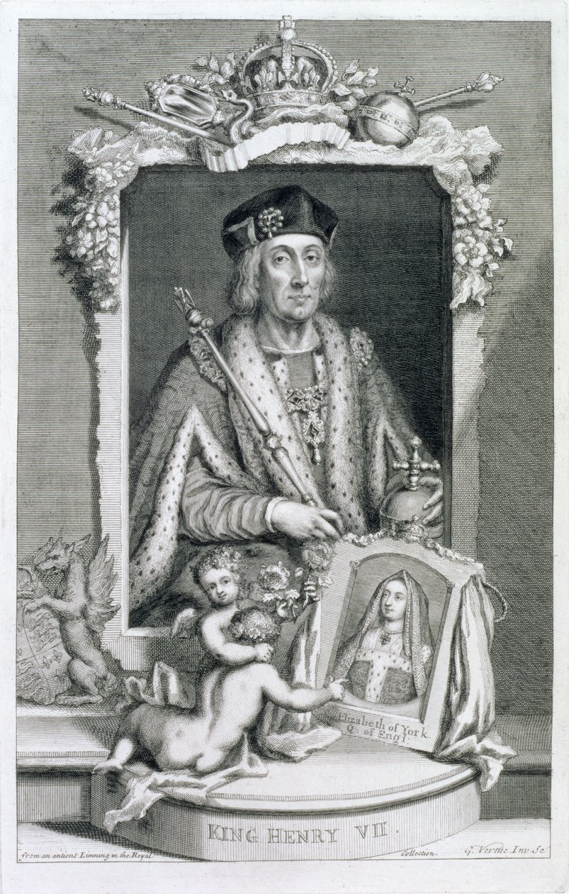 Henry VII, King of England from 1485, after a Portrait in the Royal Collection, Engraved by the Artist by George Vertue
