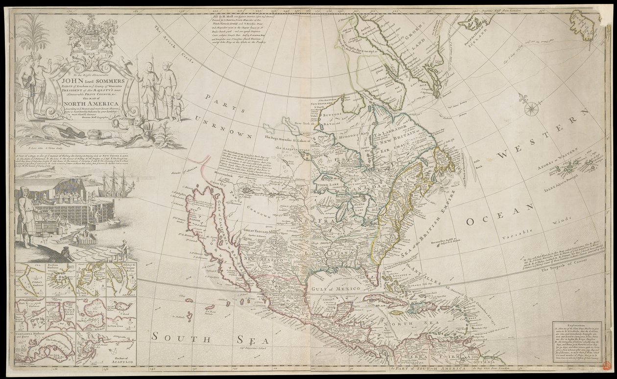 Map of North America, c. 1720 by George Vertue