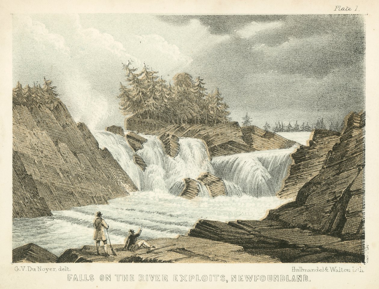 Falls on the River Exploits, Newfoundland by George Victor Du Noyer