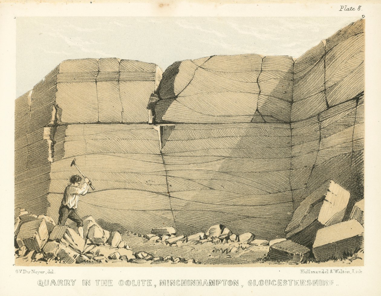 Quarry in the Oolite, Minchinhampton, Gloucestershire by George Victor Du Noyer