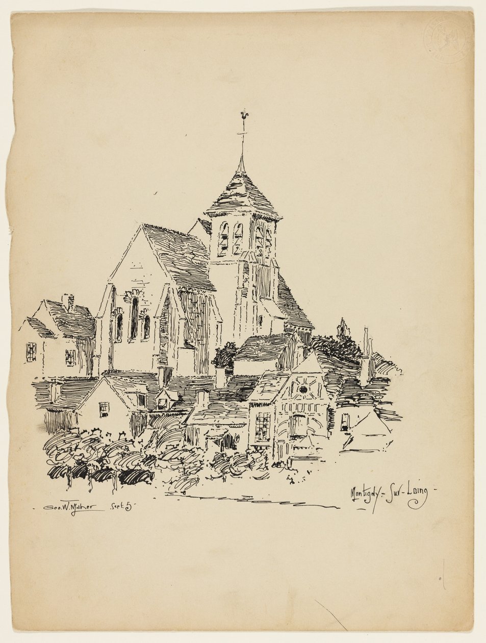 Church at Montigny-Sur-Loing, France by George Washington Maher