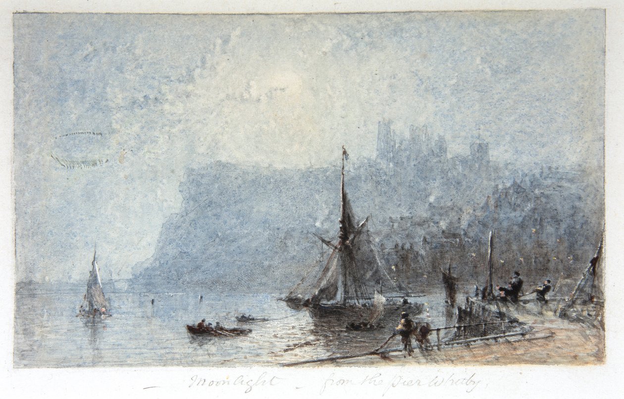 Moonlight - from the Pier Whitby by George Weatherill