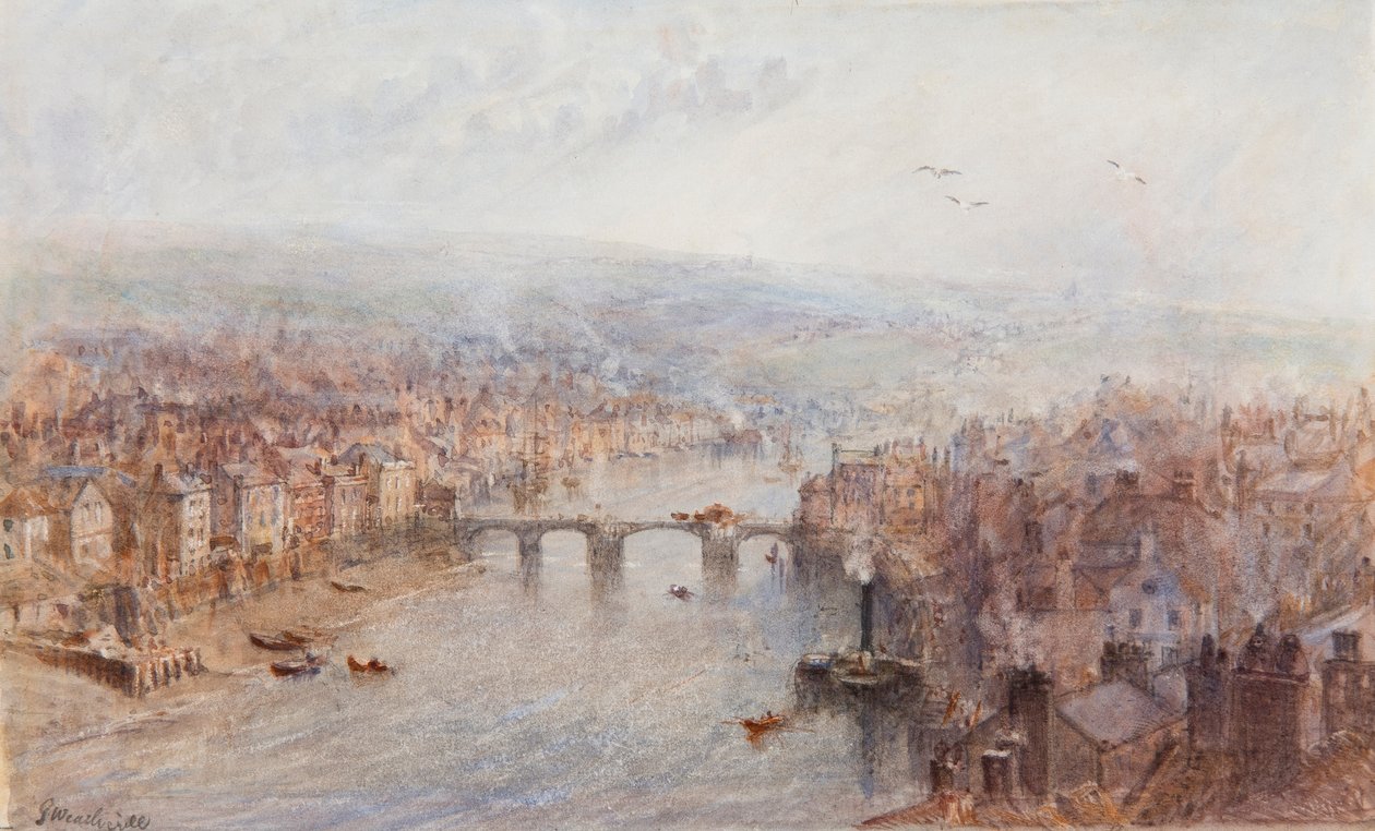 Whitby and the River Esk, On a Grey Day by George Weatherill