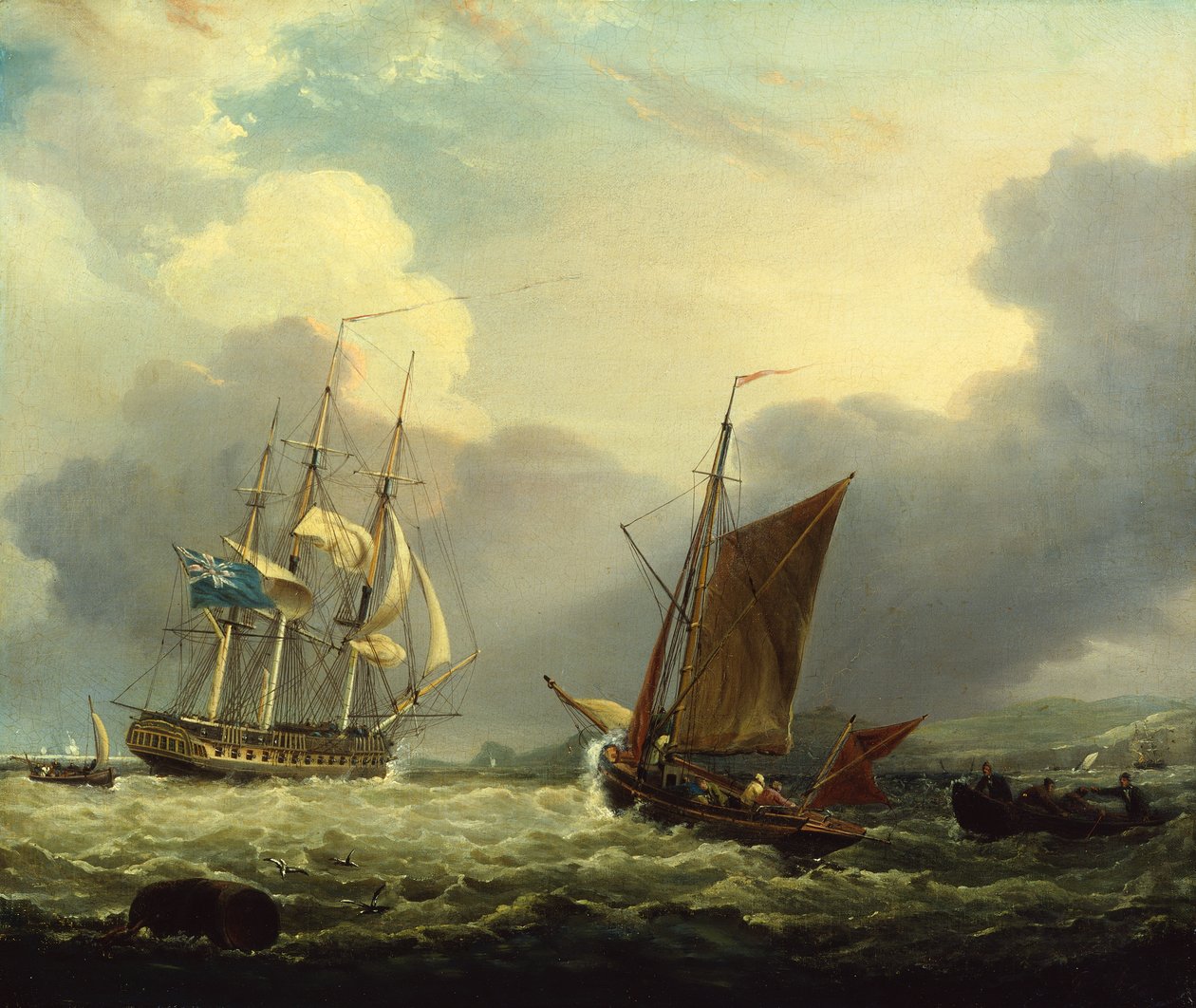 A 36 Gun Frigate off the Coast of Devon by George Webster