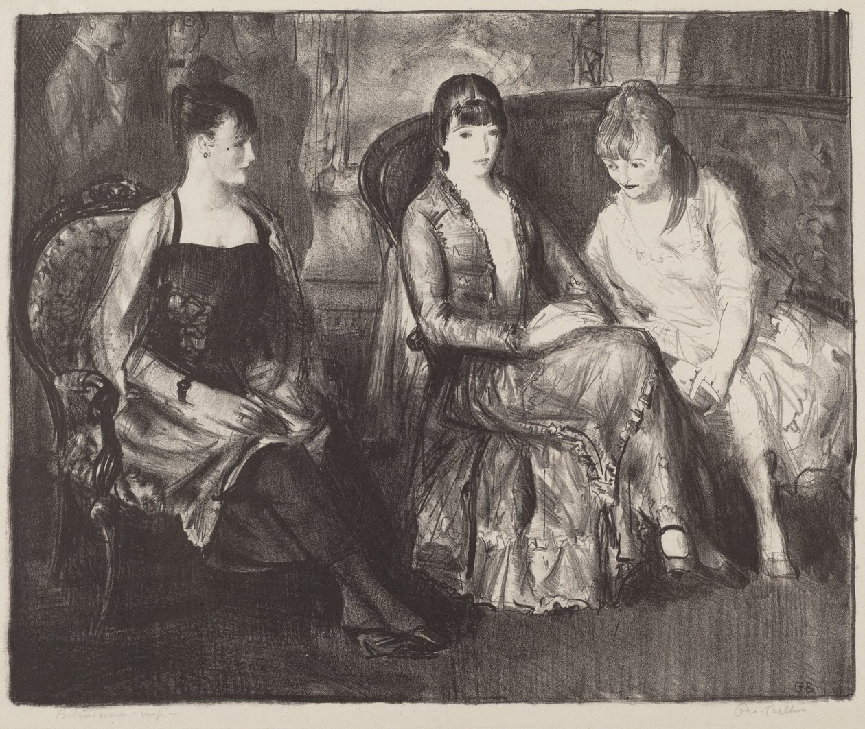 Elsie, Emma and Marjorie, second stone by George Wesley Bellows