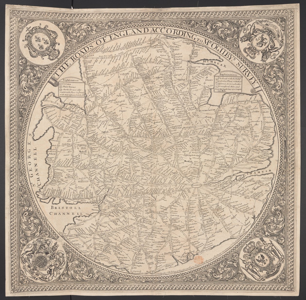 Map of Postroads in the vicinity of London by George Willdey