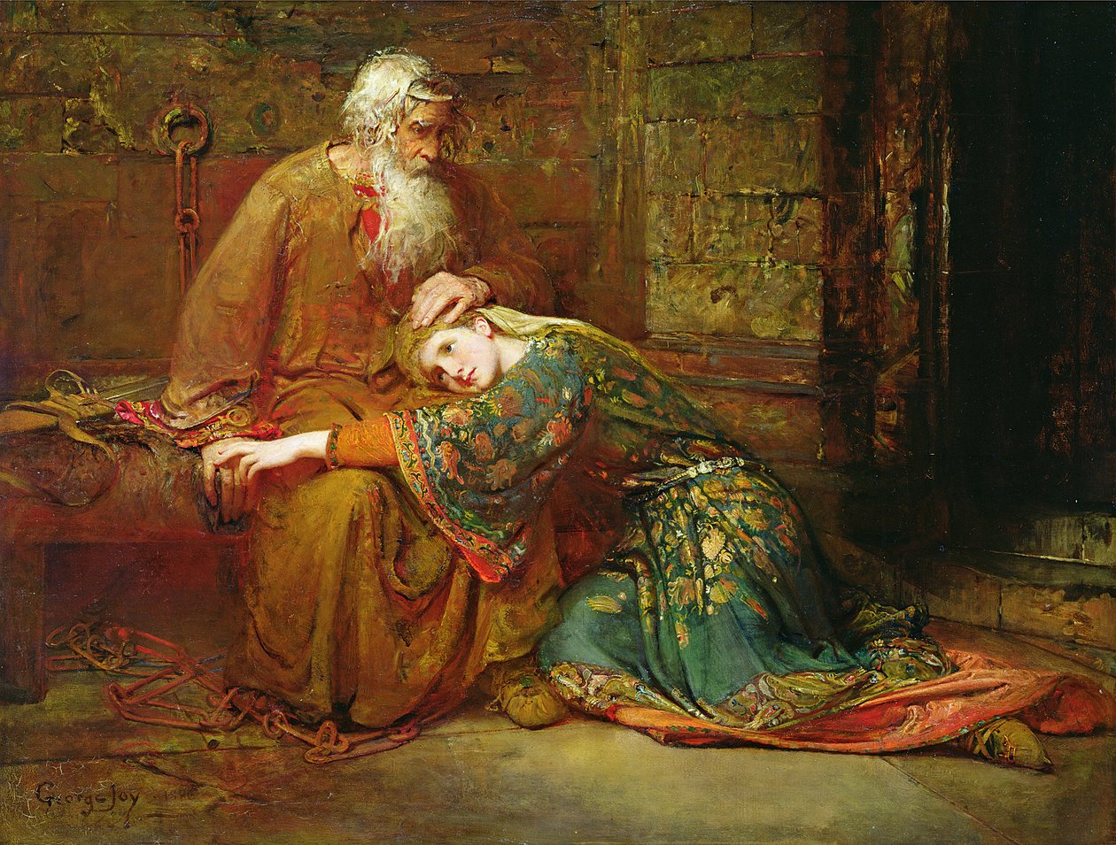 Cordelia Comforting Her Father, King Lear, in Prison by George William Joy