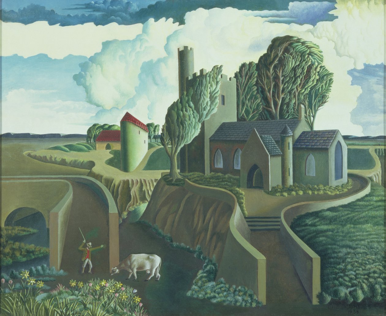 A Hilltop Church, 1930s by George Wright