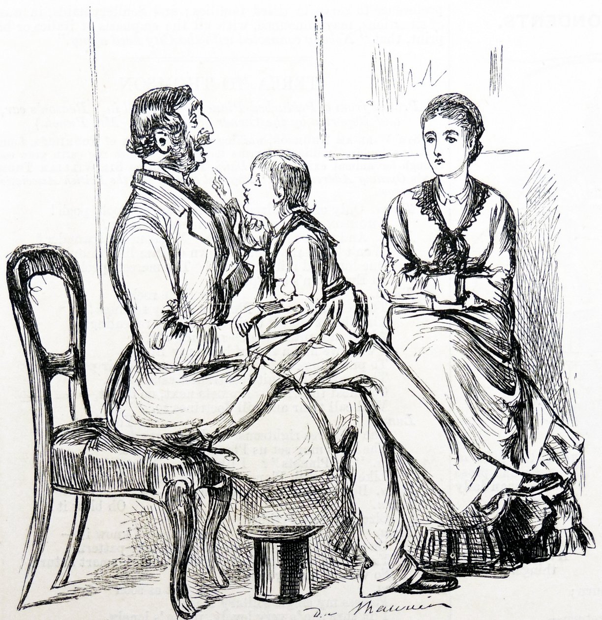Child fascinated by rubber used to fix false teeth by George du Maurier