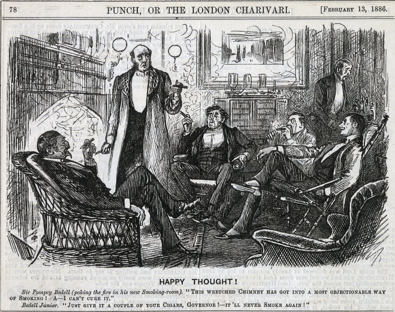 Gentlemen Gathered in the Smoking Room Smoking Their After Dinner Cigars by George du Maurier