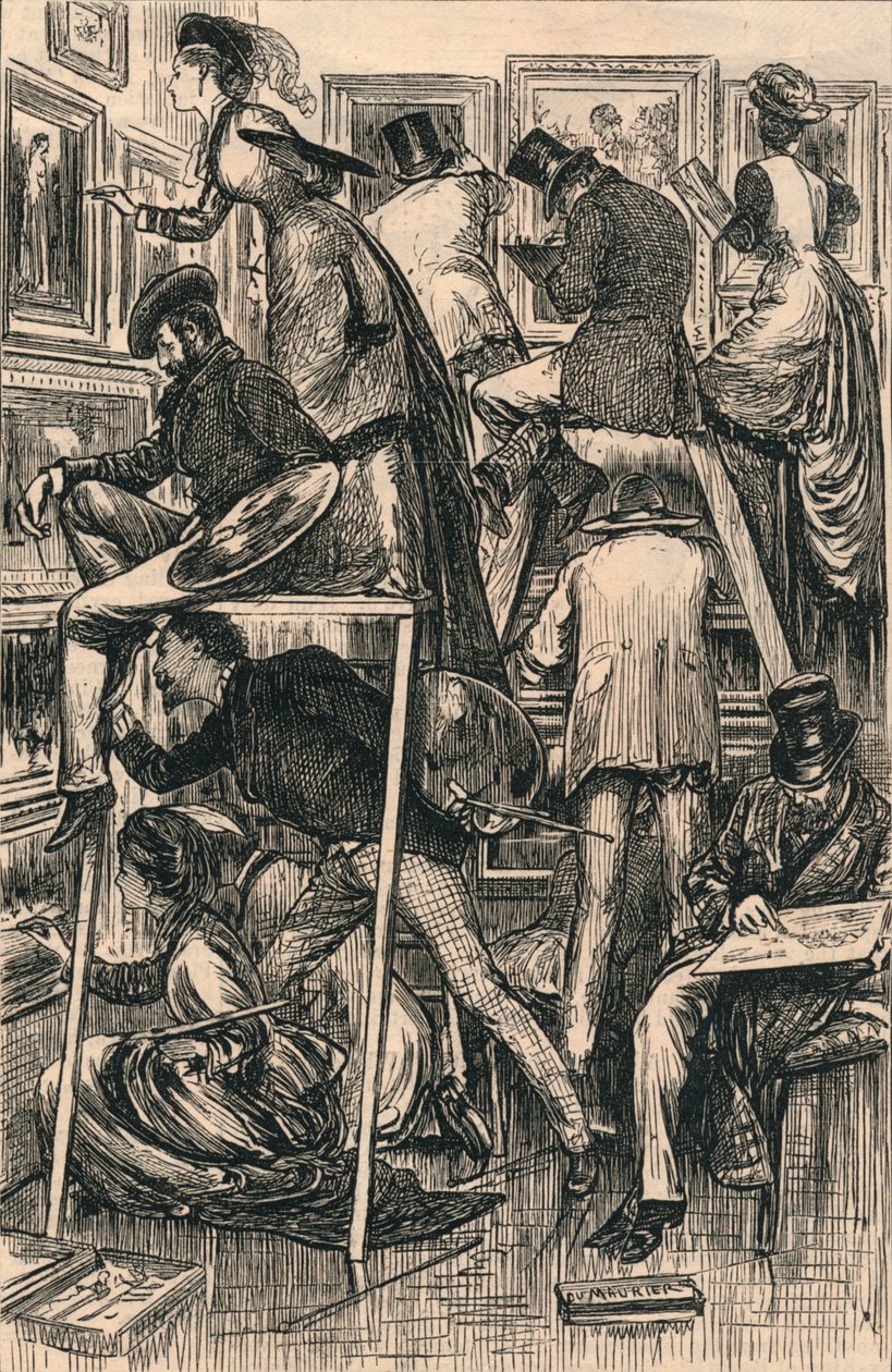 Varnishing Day at the Royal Academy, 1877 by George du Maurier