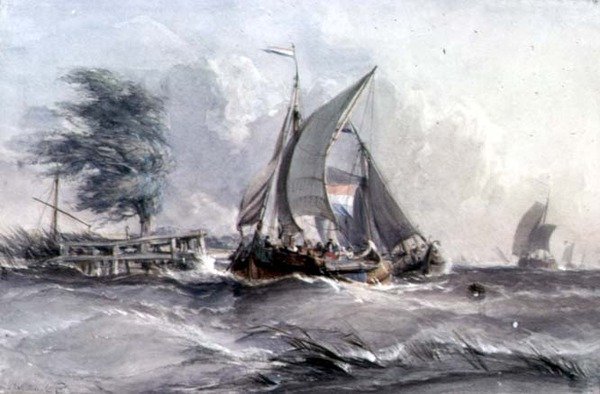 A Windy Day: Boats in a Gale by George the Elder Chambers