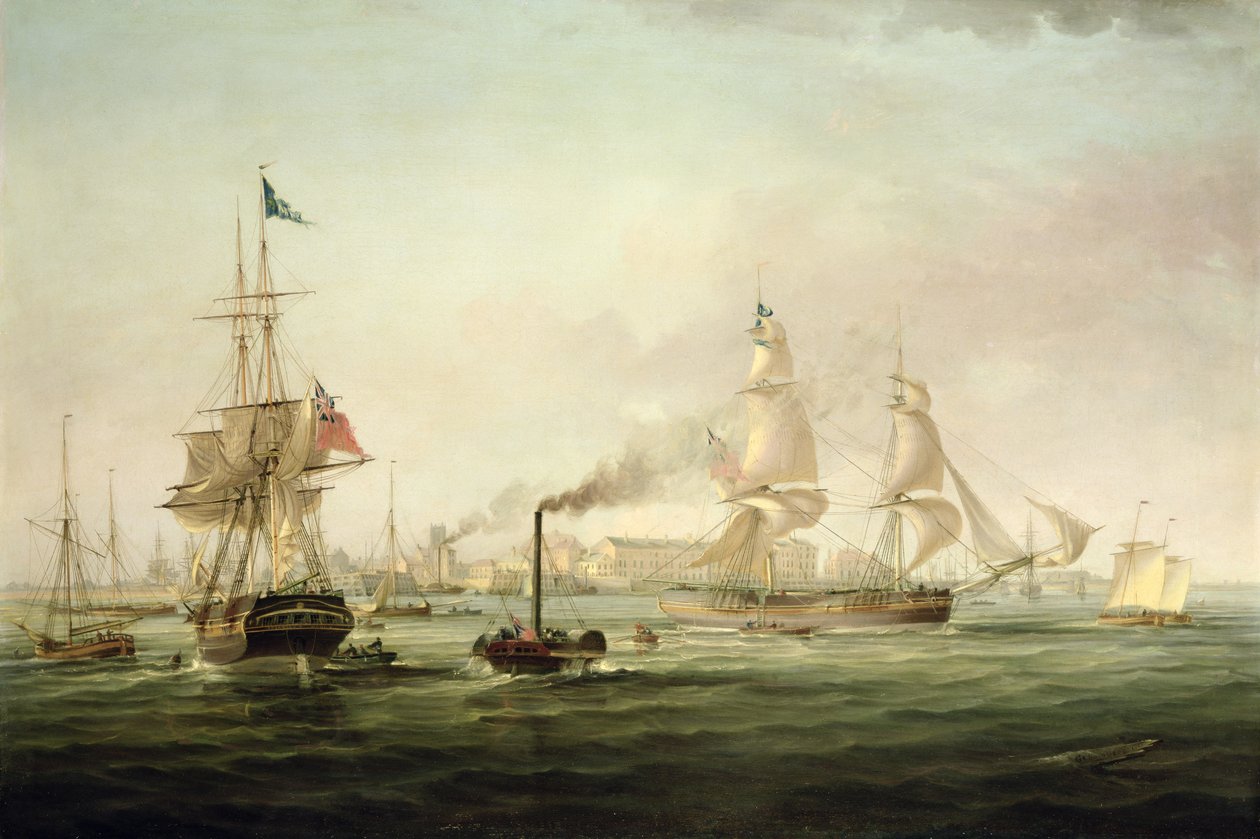 View of the Port of Hull with the Spartan by George the Elder Chambers