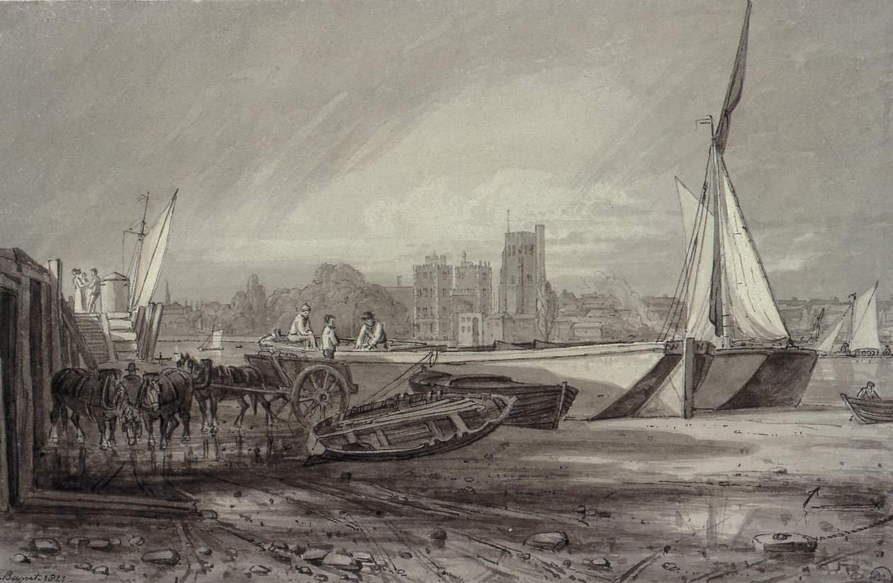 Lambeth Palace and Church from Millbank by George the Younger Barret