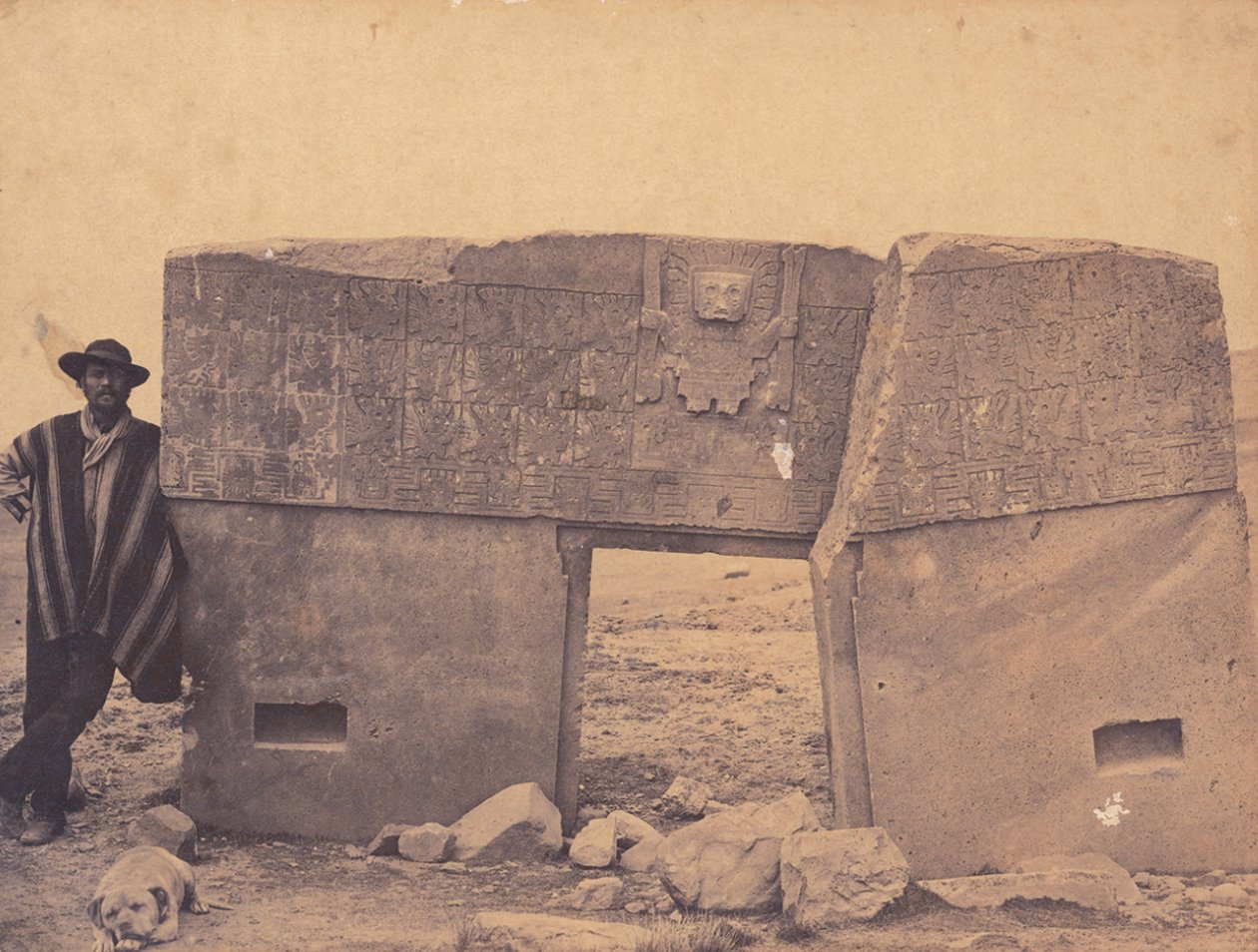Alphons Stübel at the Portal of the Sun, Tiahuanaco by Georges B. Von Grumbkow