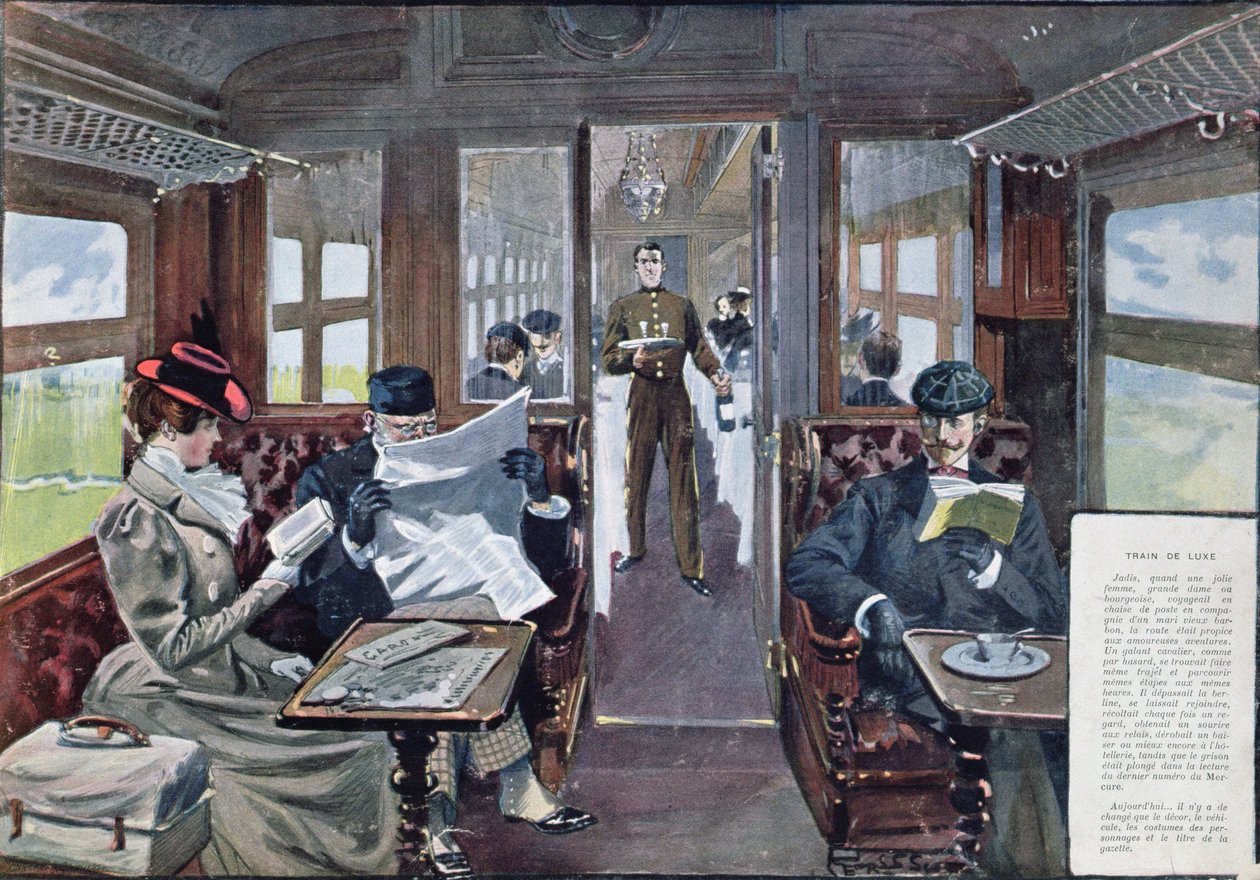 Restaurant Car in a Luxury Train by Georges Bertin Scott