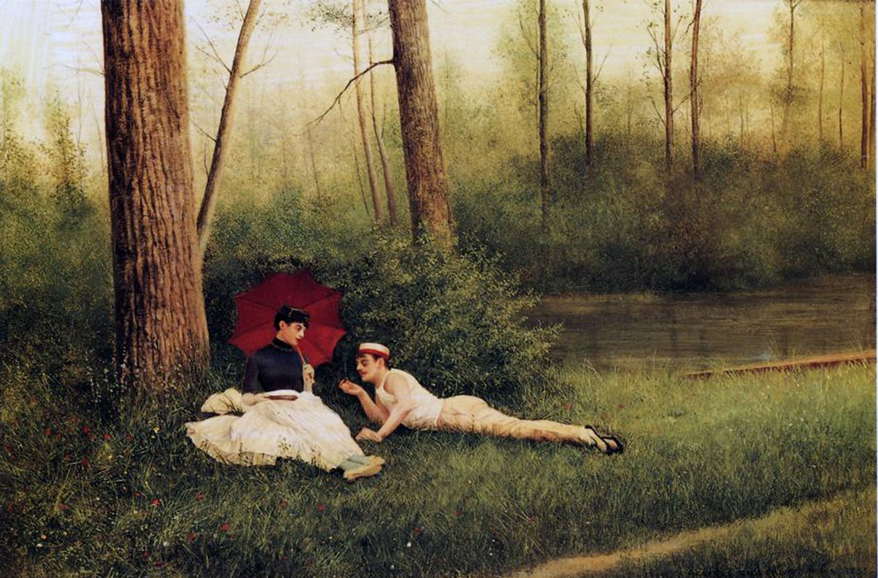 A Rest After Boating, 1885 by Georges Croegaert