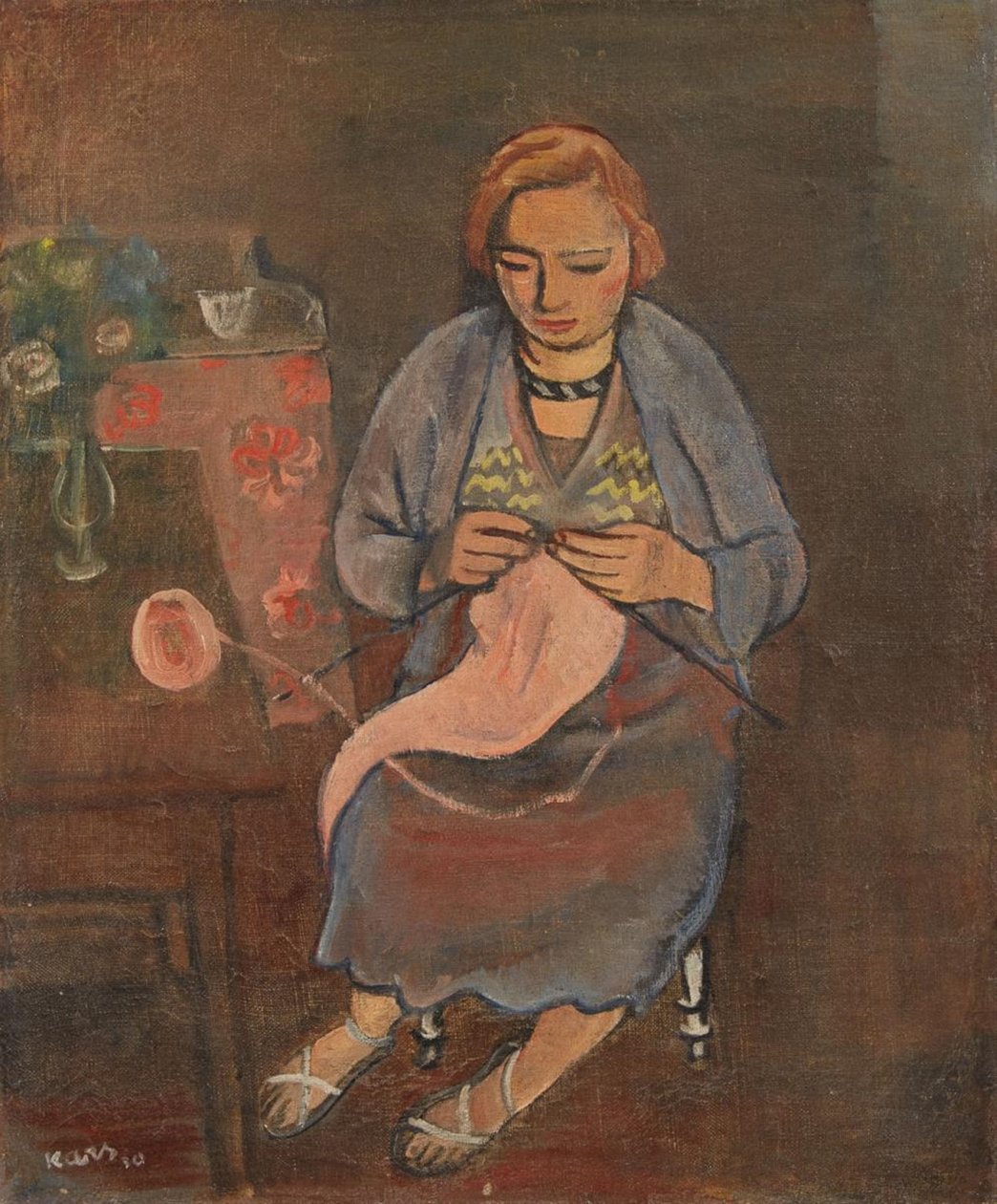 Woman Knitting by Georges Karpeles
