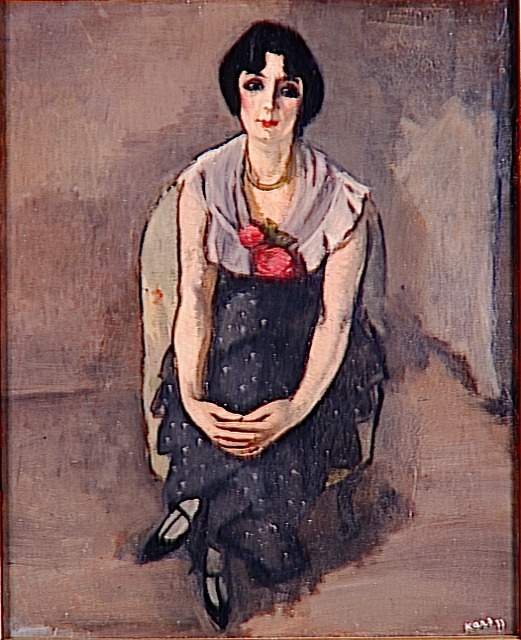 Portrait of a Woman with Red Roses by Georges Karpeles