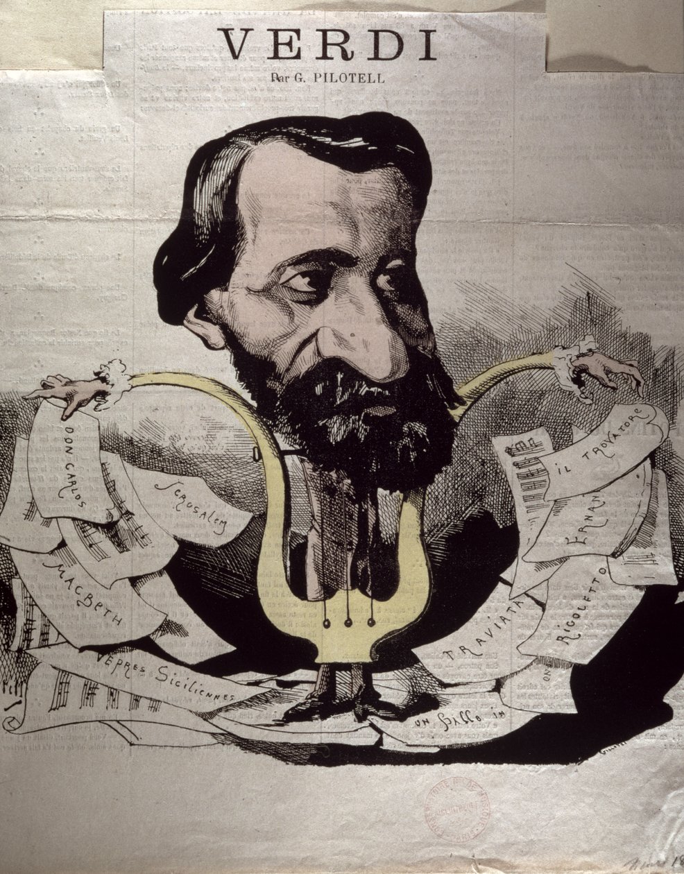 Giuseppe Verdi, caricature by Georges Labadie Pilotell