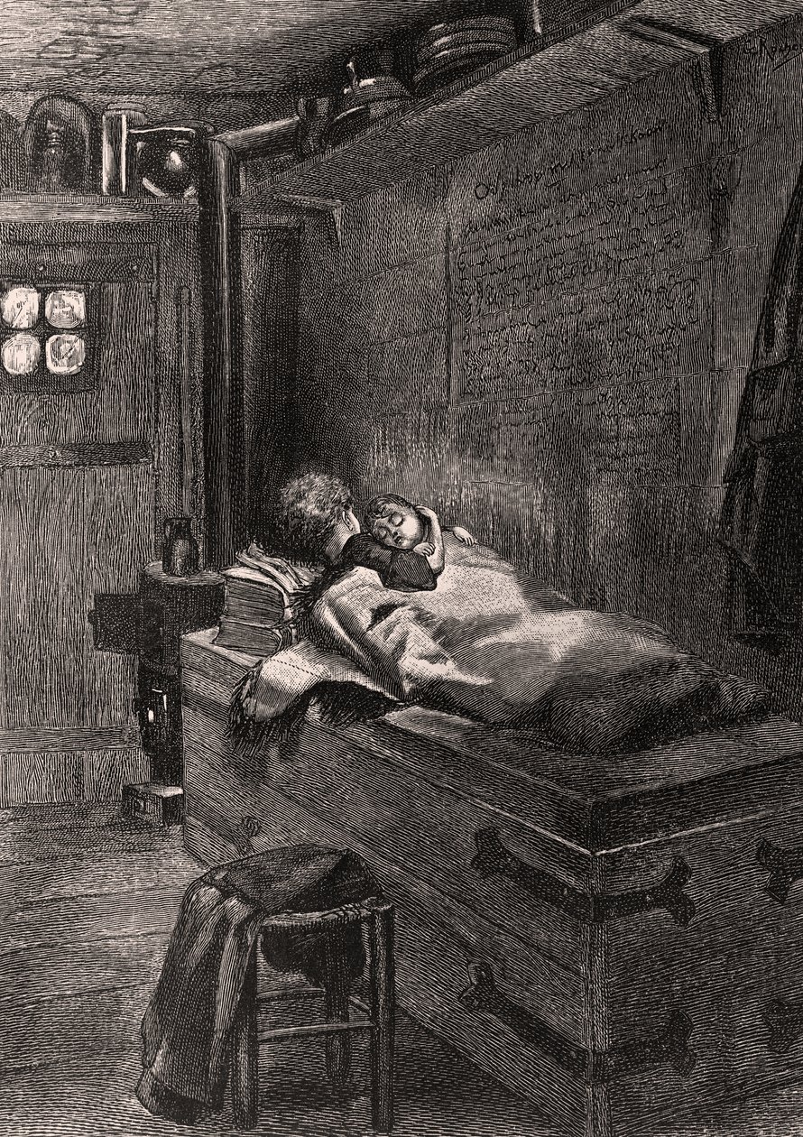 Gwynplaine and Dea Sleeping on a Chest - Illustration from 