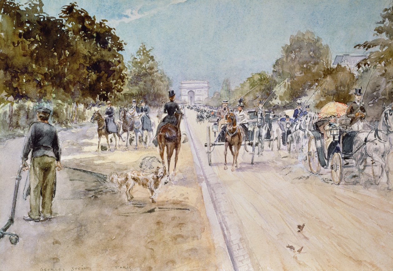 Carriages on the Champs Elysees by Georges Stein