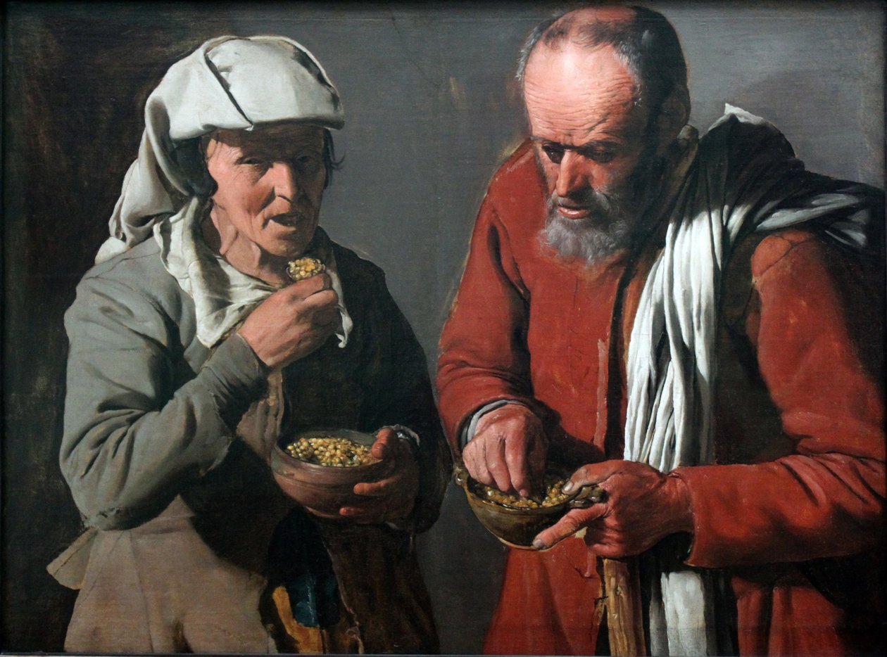 Peasant Couple Eating Peas by Georges de La Tour