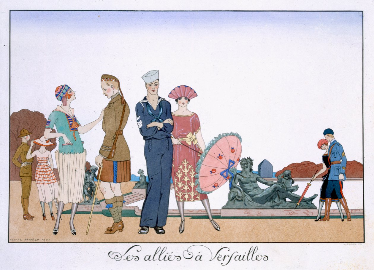 The Allies in Versailles, engraved by Henri Reidel by Georges (after) Barbier