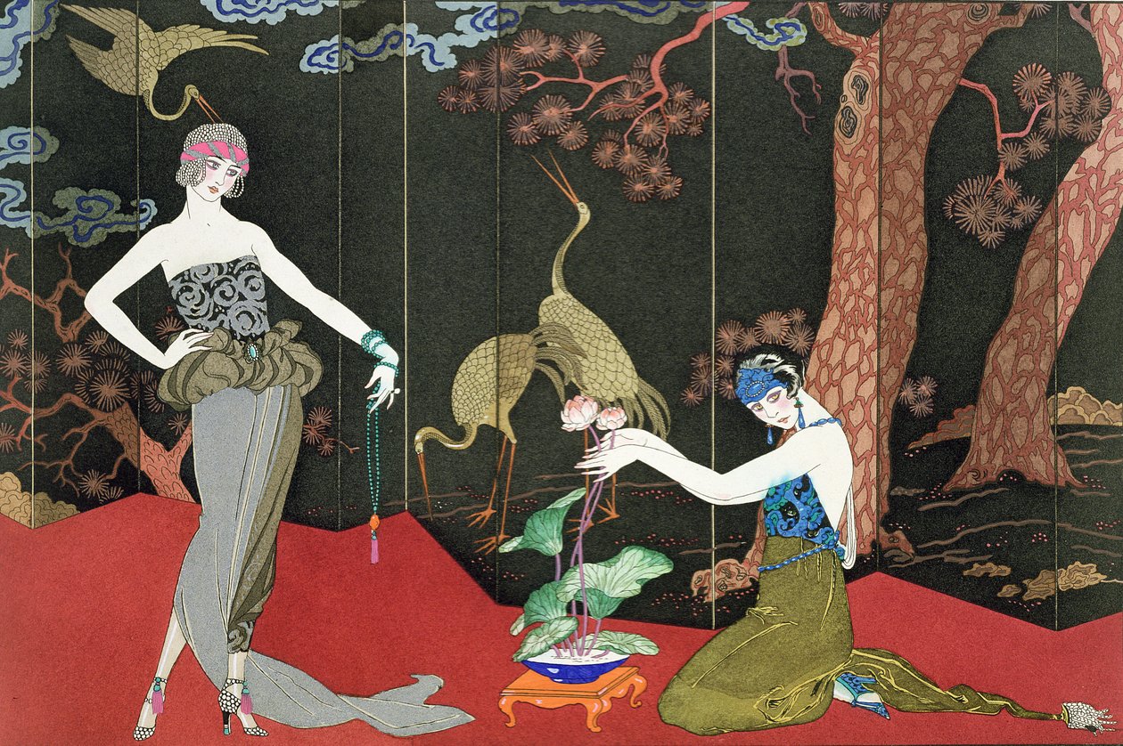 The Fashion for Lacquer, engraved by Henri Reidel by Georges (after) Barbier
