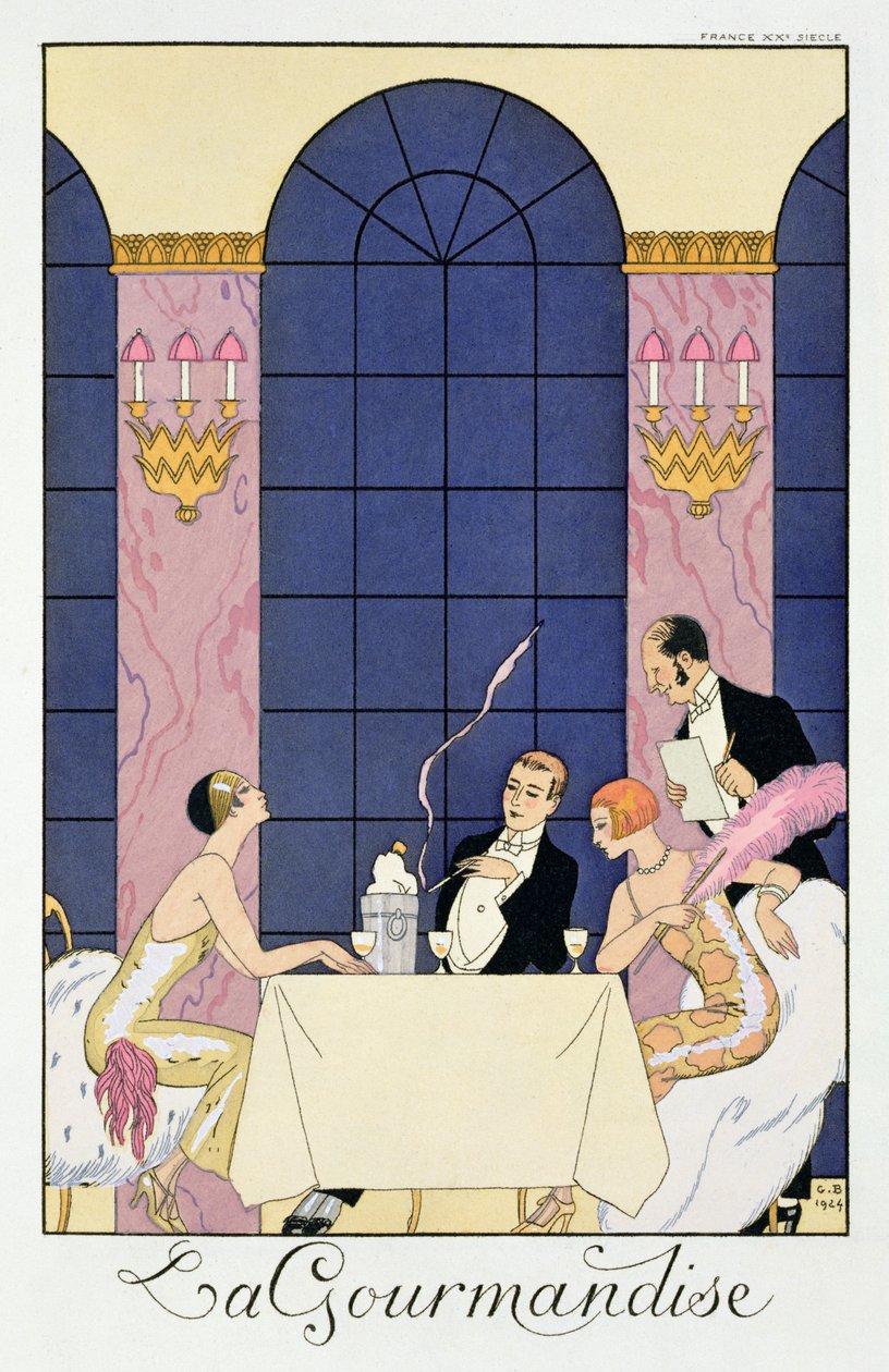 The Gourmands by Georges (after) Barbier