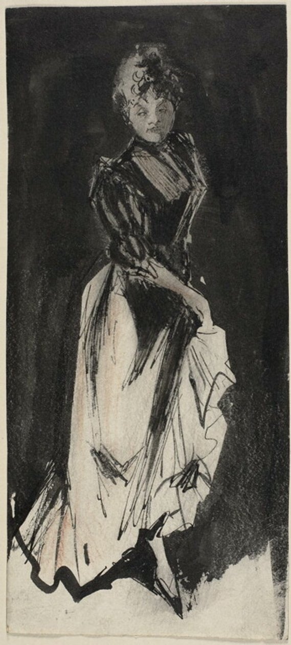 Woman Lifting Skirt to Walk by Georges Alfred Bottini