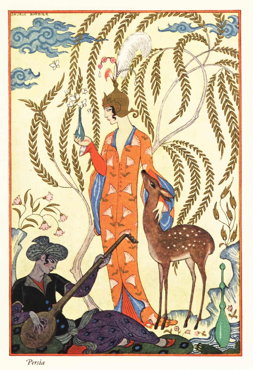 A Woman Holds a Perfume Flask, Ancient Persia by Georges Barbier