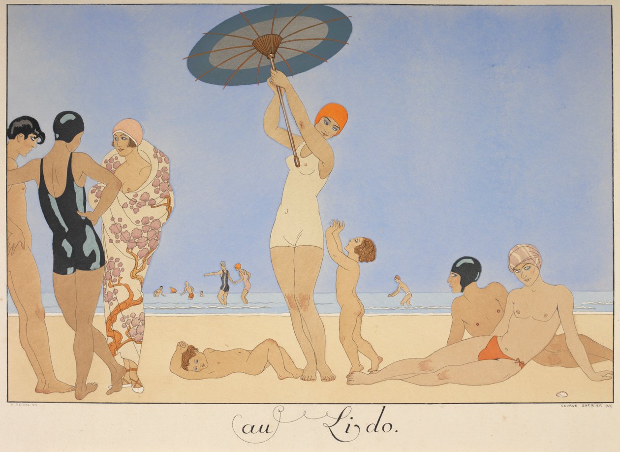 People on a beach by Georges Barbier