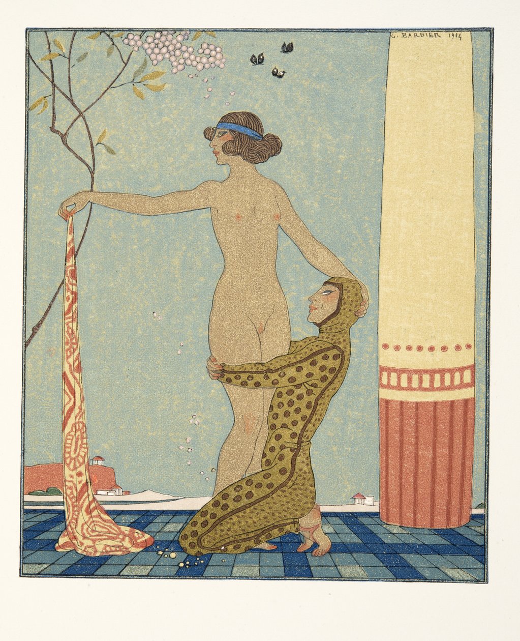 Bilitis, illustration from Les Chansons de Bilitis, by Pierre Louys by Georges Barbier