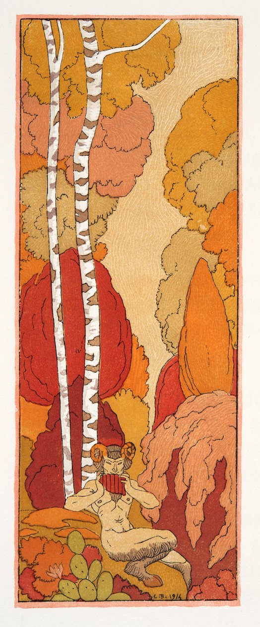 Chant Pastoral, Illustration from Les Chansons de Bilitis, by Pierre Louys, pub. 1922 by Georges Barbier