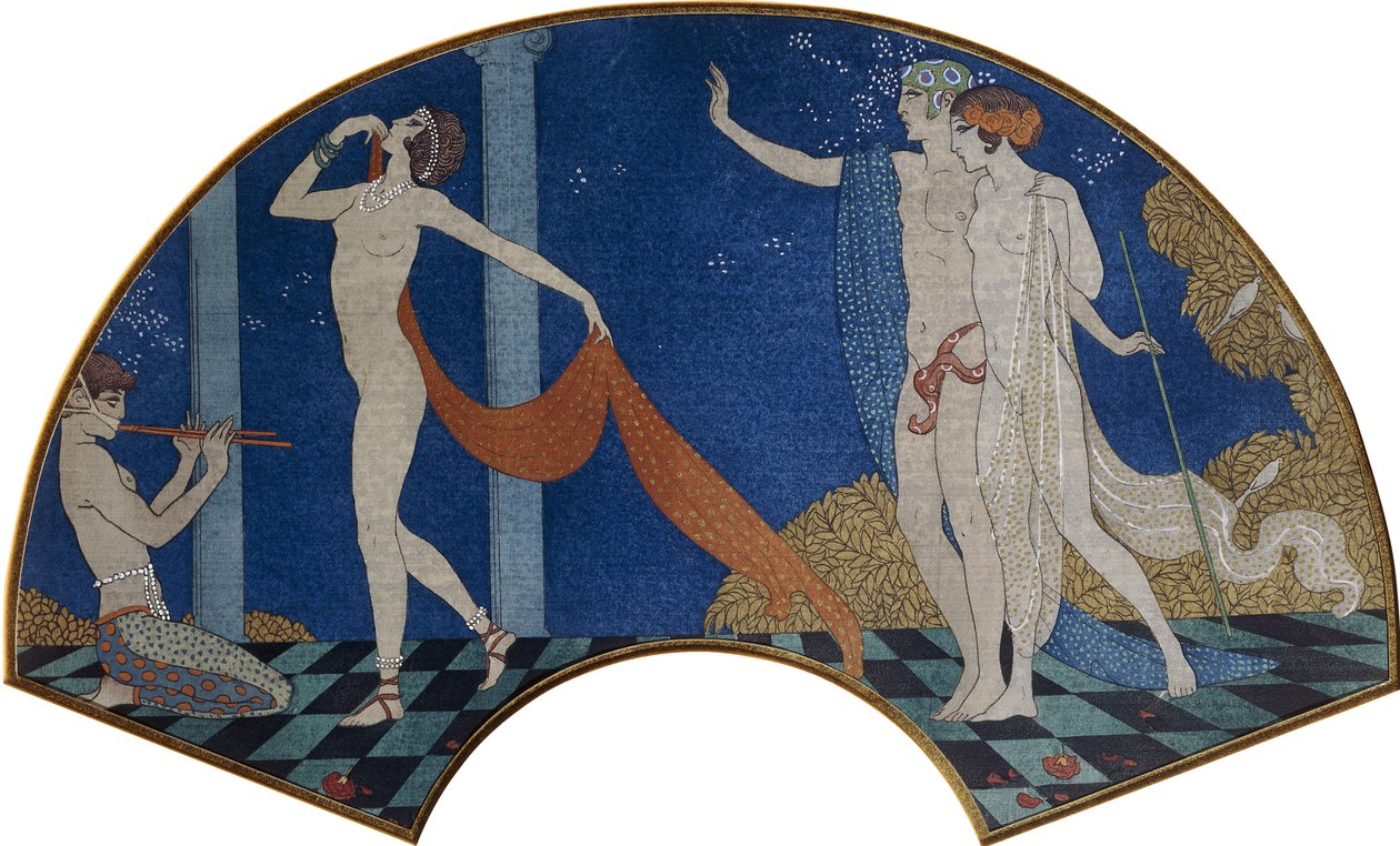 Dancing figures on a terrace by Georges Barbier