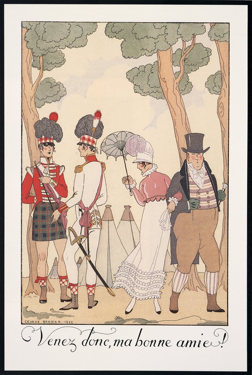 Falbalas et Fanfreluches, Almanac for 1923, Venez donc, Ma bonne amie by Georges Barbier