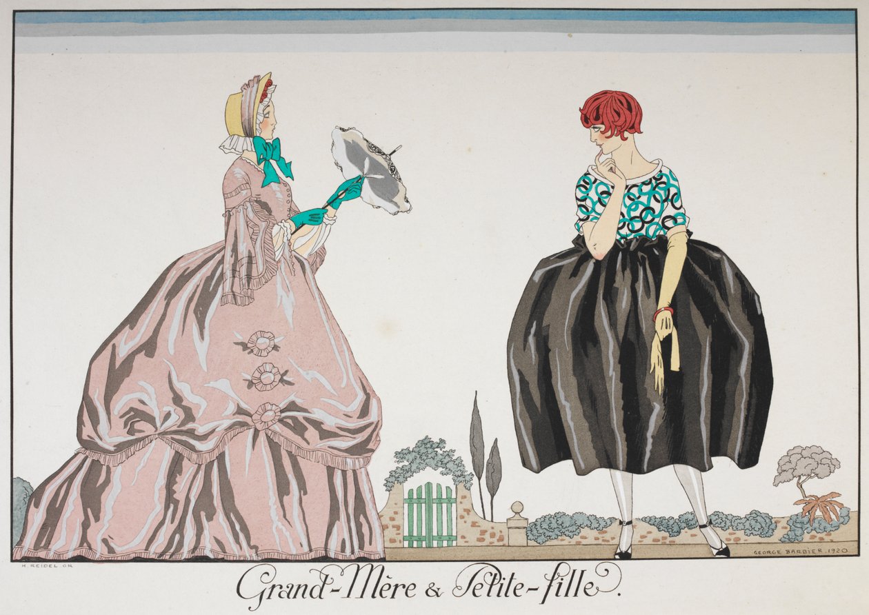 An older woman and young girl by Georges Barbier