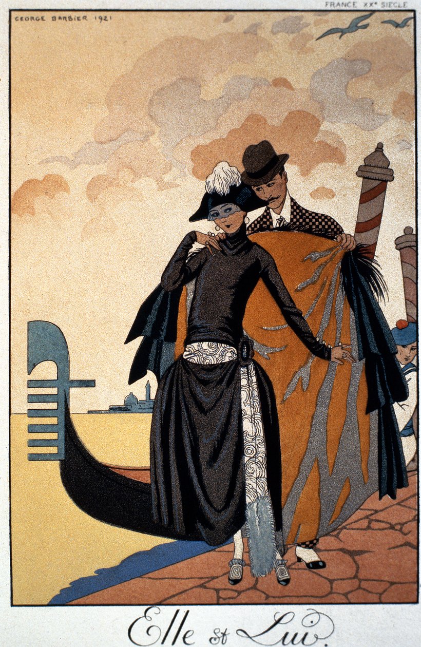 Her and Him, Fashion Illustration by Georges Barbier