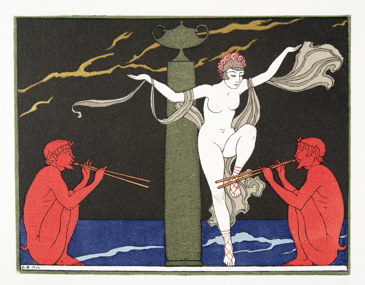 Illustration from Les Chansons de Bilitis, by Pierre Louys by Georges Barbier