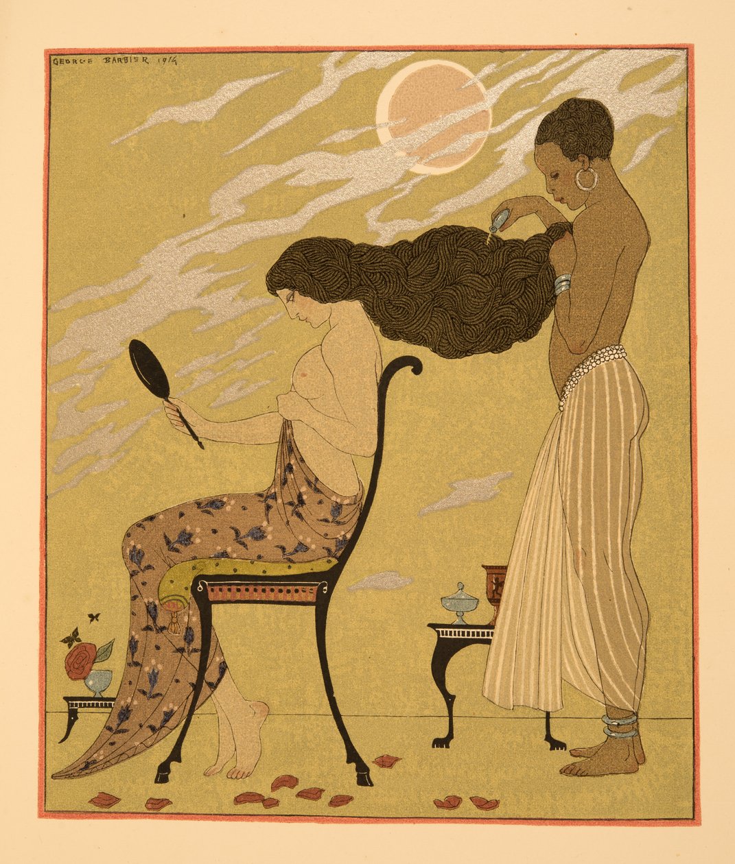 Je Chant ma Chair & ma Vie, Illustration from Les Chansons de Bilitis, by Pierre Louys, pub. 1922 by Georges Barbier