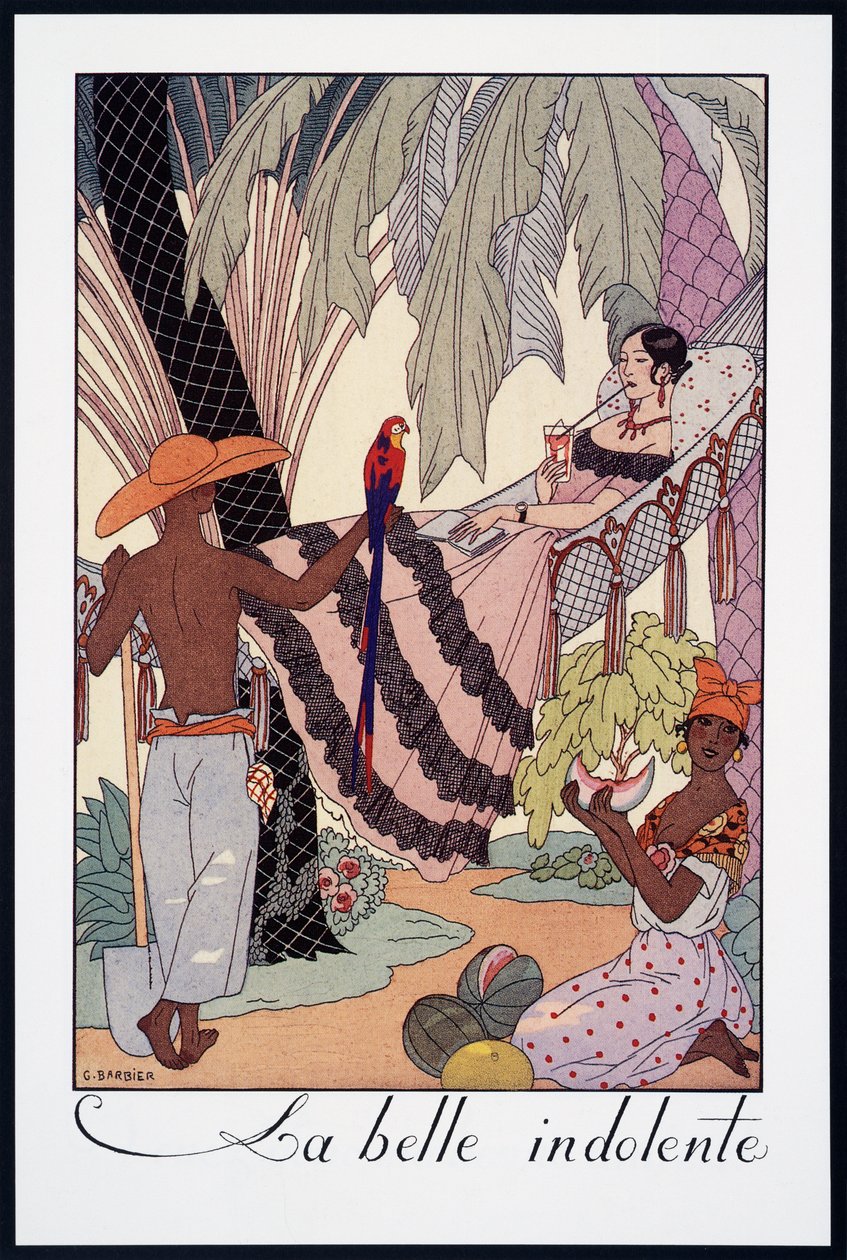 La Belle Indolente, lithograph from Falbalas et Fanfreluches, Almanach des Modes Presentes, Passees et Futures, France, 20th century by Georges Barbier