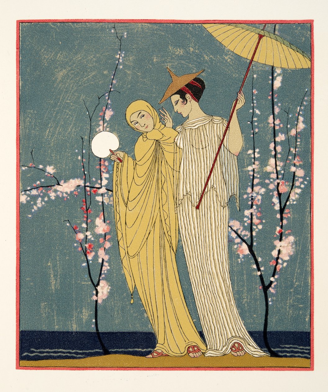 La Rencontre, Illustration from Les Chansons de Bilitis, by Pierre Louys, pub. 1922 by Georges Barbier